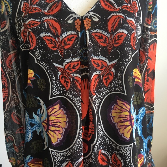 Alice + Olivia | black sheer floral blouse top - Picture 3 of 6